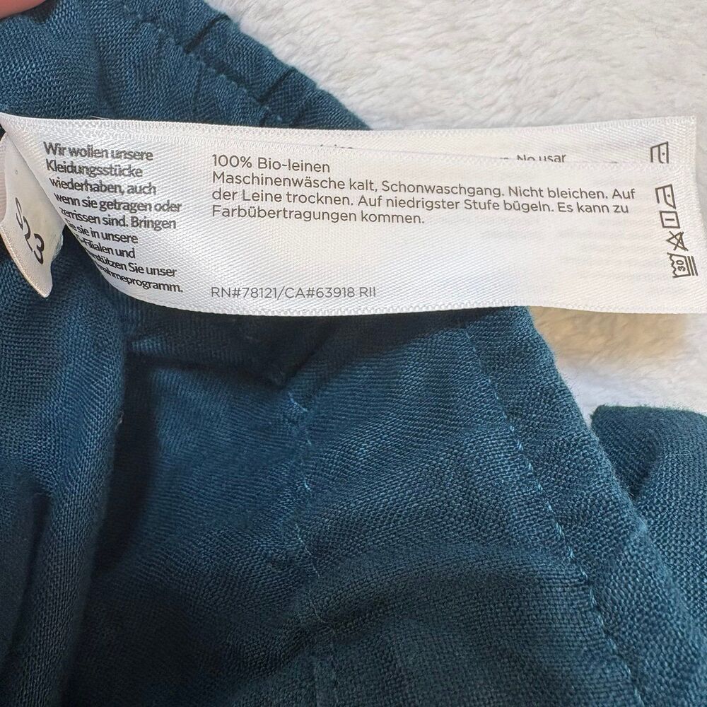 Eileen Fisher Organic Linen Pants Womens 3X Teal NWOT Pull On Cropped Wide Leg - Picture 7 of 9